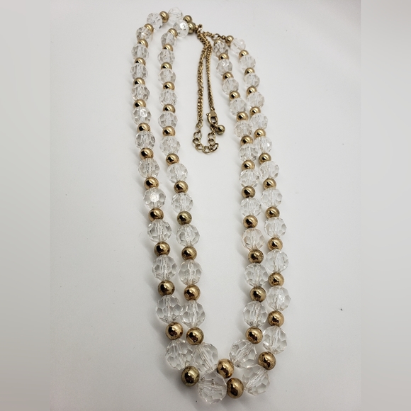 Clear and Gold bead necklace - Picture 3 of 3